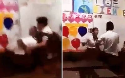 Un estudiante golpeó a su compañera de clases frente a todo el salón, en León, Guanajuato. (ESPECIAL)