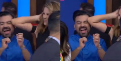 Imagen Flor Rubio golpea en la cara a su compañero en plena transmisión de Venga la Alegría