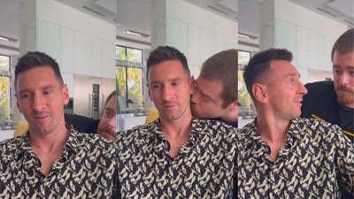 Imagen Lionel Messi recibe un beso de Miguel Granados y el momento se vuelve viral