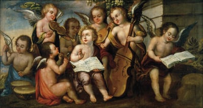 El niño Jesús con ángeles músicos. Imagen: Google Arts