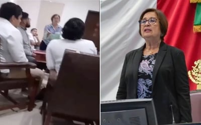 Margarita Corro Mendoza, diputada de Morena y presidenta de la Mesa Directiva de la legislatura estatal, fue captada exigiendo a un grupo de indígenas chinantecos que dejaran de hablar en su lengua materna. (ESPECIAL)