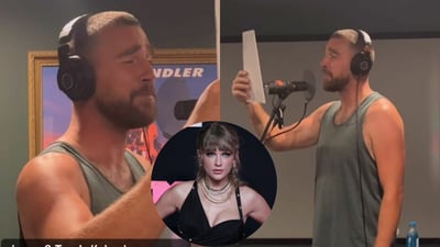 Imagen Travis Kelce sigue los pasos de su novia Taylor Swift y lanza una canción navideña