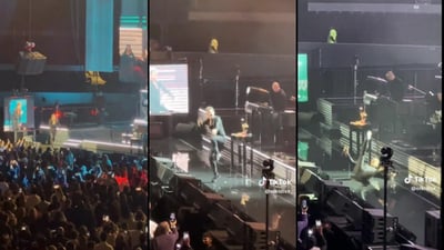 El quinto concierto de Luis Miguel en la Arena Ciudad de México se convirtió en todo un suceso, no solo por la entrega del cantante a su público, también por el accidente que sufrió arriba del escenario. (ESPECIAL)