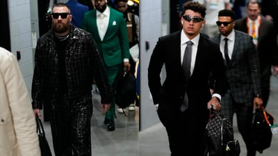 Imagen Los increíbles 'outfitss' de Travis Kelce y Patrick Mahomes en su llegada al Super Bowl