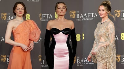 Imagen Grandes estrellas del cine desfilan por la alfombra magenta de los BAFTA