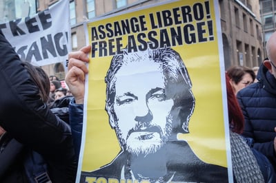Protesta por la liberación de Julian Assange. (ARCHIVO)