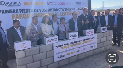 Se colocó la primera piedra de Voss Automotive Laguna en el parque industrial Centenario.