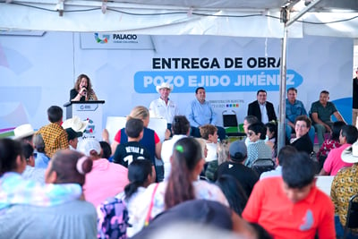 Alcaldesa Leticia Herrera Ale entrega las obras del nuevo pozo de agua del ejido Jiménez. (DIANA GONZÁLEZ)