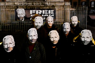 Manifestación en apoyo a Julian Assange. (ARCHIVO)