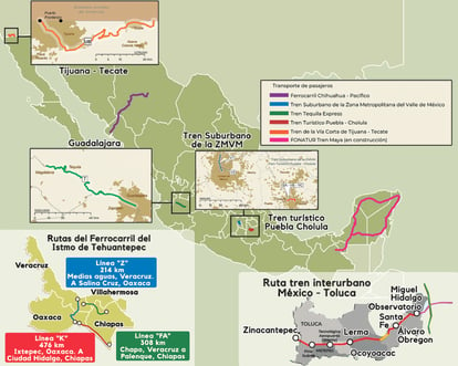 El Sistema Ferroviario Mexicano

Así están compuestas las vías férreas de pasajeros en México. El país enfrenta un significativo rezago con relación a otras redes en el mundo.

EL SIGLO DE TORREÓN / Jósé Díaz