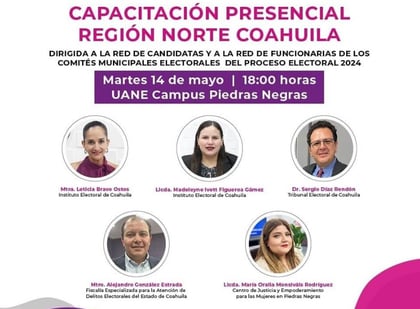 Capacitará IEC a Redes de Candidatas y de Funcionarias de los Comités Municipales Electorales del norte de Coahuila