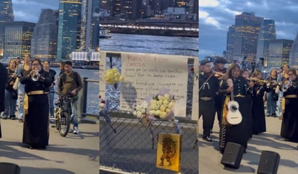 Buque Cuauhtémoc: Mariachi canta como tributo en el Puente de Brooklyn