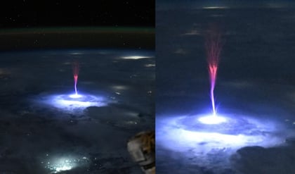Columna de luces rojas sobre México (@Astro_Ayers)