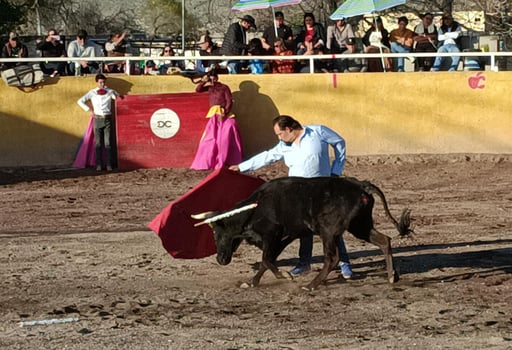 El matador de toros lagunero, Aarón Hinojosa, lució con la muleta ante un enemigo que le permitió el lucimiento con derechazos (ESPECIAL)