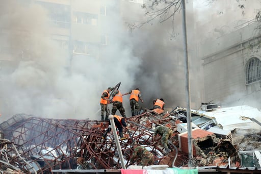 Bombardeo israelí del consulado iraní en Damasco el pasado 1 de abril, en el que murieron siete miembros de la Guardia Revolucionaria y seis ciudadanos sirios. (ARCHIVO)
