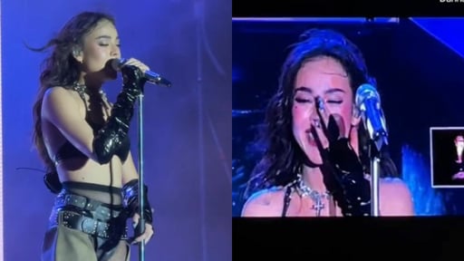 Imagen Danna Paola rompe en llanto en pleno concierto en Monterrey ante el grito de fans: '¡no estás sola!'