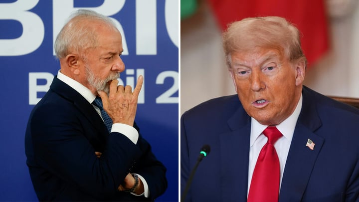 El presidente Donald Trump y su homólogo Luiz Inácio Lula da Silva. (EFE/AP)