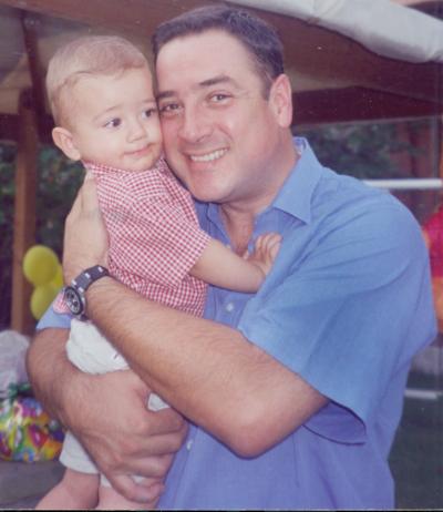 Fernando Fernández Karam con su papá Fernanado Fernández, en su fiesta de primer cumpleaños.