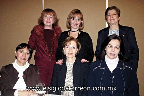 Laurette S. de Aguilera, Adriana S. de Alatorre, Ofelia Lira, Rocío O. de Quiroga, Hilda P. de Calderón y Bertha M. de Madero