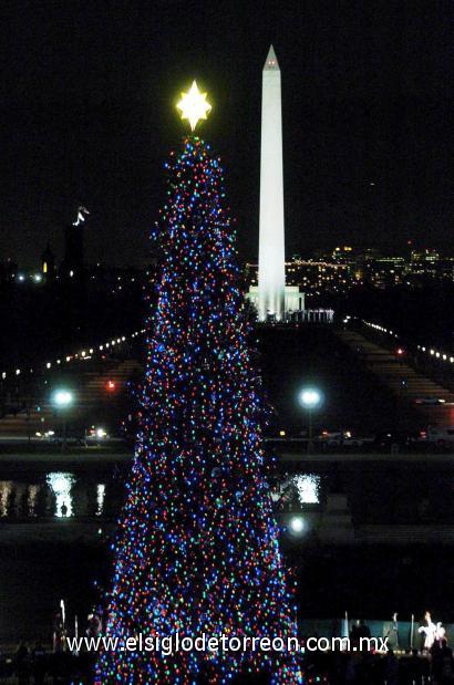 El pacific Silver Fir de 65 pies de altura, decorado con 3 mil adornos navideños y 10 mil  luces de colores, pertenece al parque nacional olímpico de Washington.