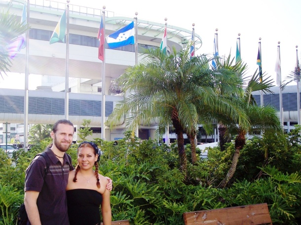 Paola y Ryan Strickland visitando la isla del caribe de Jamaica en Agosto 15 del 2008.