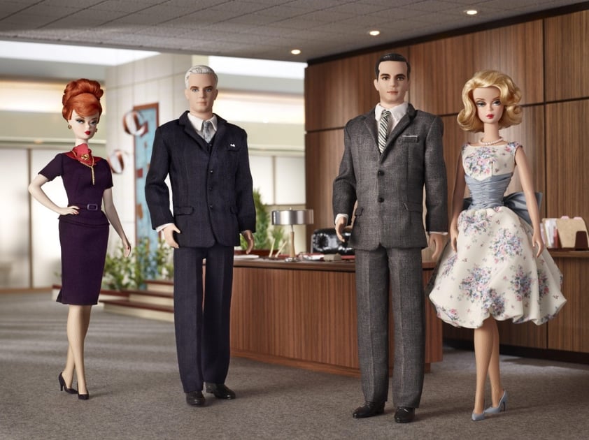 Los personajes de la serie 'Mad Men' recreados en forma de muñecos 'Barbie'.