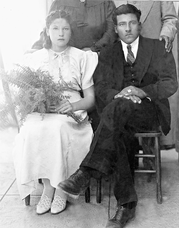 ROMELIA Rocha Ávalos y Eduardo Peña Herrera, el día que contrajeron matrimonio en el año de 1940.