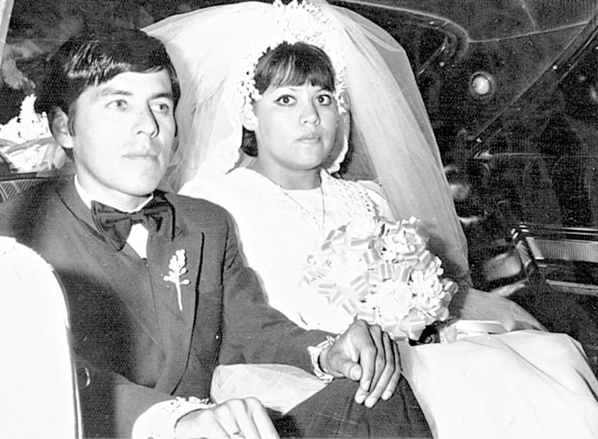 SR. DANIEL  Chávez Martí­nez y Sra. Daniela López el dí­a de su boda el 9 de septiembre de 1973.