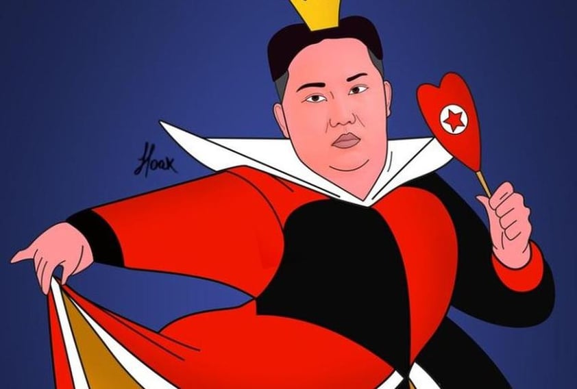 El  norcoreano Kim Jong-un se volvió la reina de corazones de Alicia en el país de las maravillas.