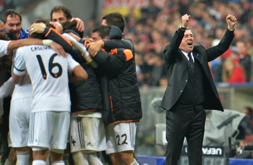 Ancelotti celebraba en el banquillo.