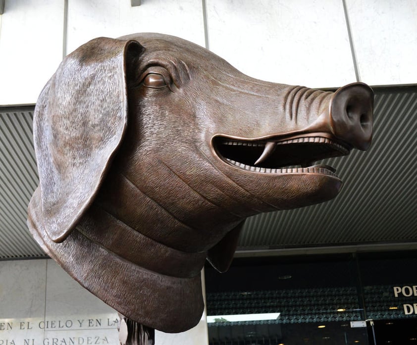 Cerdo, cada una de las cabezas que integran la exposición tiene un peso de 350 kilos.