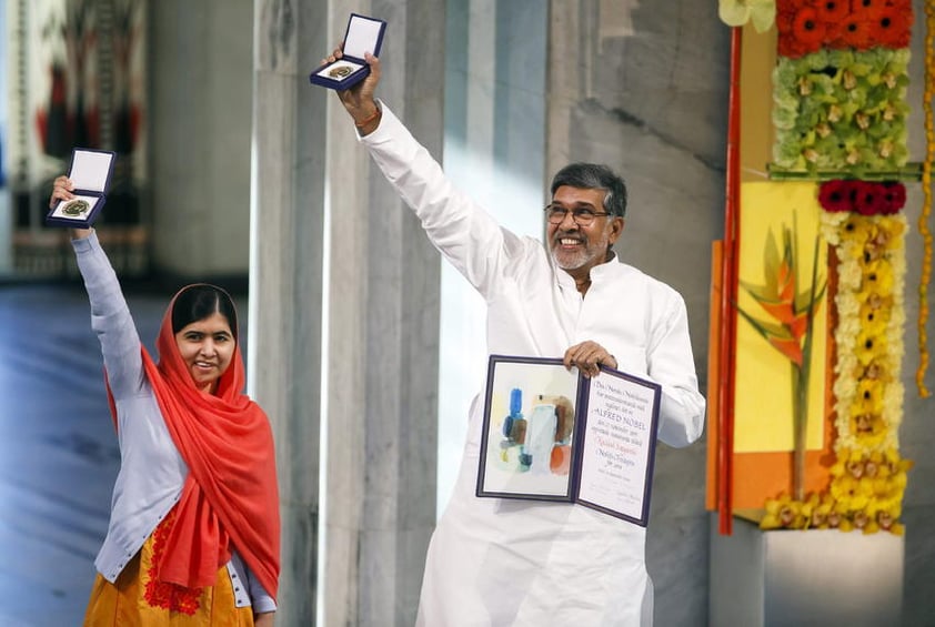 Orgullosos se mostraban los ganadores del Nobel de la Paz.