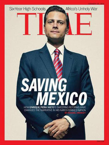 Una de las portadas que más revuelo causó fue la de Time en la que colocó al presidente Enrique Peña Nieto al frente bajo la leyenda "Salvando a México".