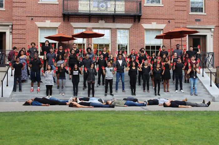 Estudiantes de la Universidad de Brown, en Rhode Island, también se unieron a la manifestación.