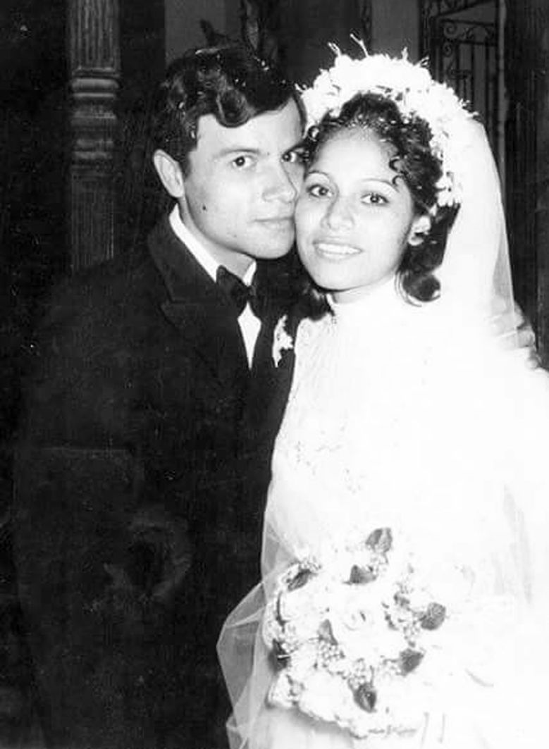 Ángel Román Gutiérrez Rodarte e Irma Medrano de la Cerda el día de su boda el 15 de julio de 1972.