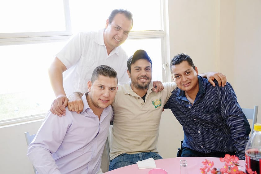 15052016 EN UN BAUTIZO.  José Luis, Leo, Antonio y Juan.