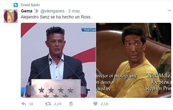 También se le comparó con el personaje Ross Geller, de Friends, cuando se bronceó.