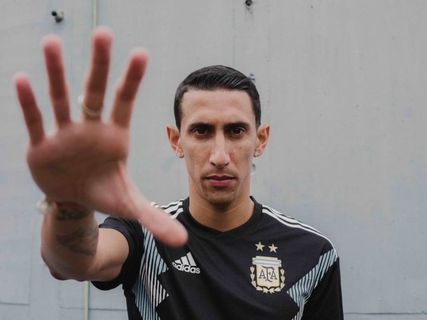 Di Maria con el uniforme de visitante de Argentina.