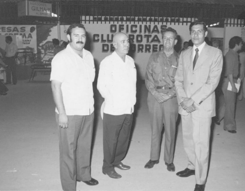 10062018 Antonio López, Misael Molina, Jesús Reyes y Miguel Máynez en la inaguración de la Feria del Algodón en 1973.