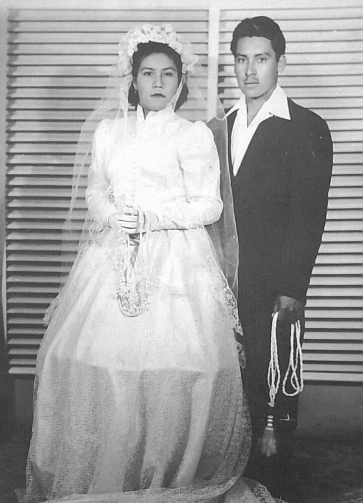 01072018 Alicia Muñoz Ramos y Sixto (f), el día de su boda en diciembre de 1953, en el Ejido Coyote, Coahuila.