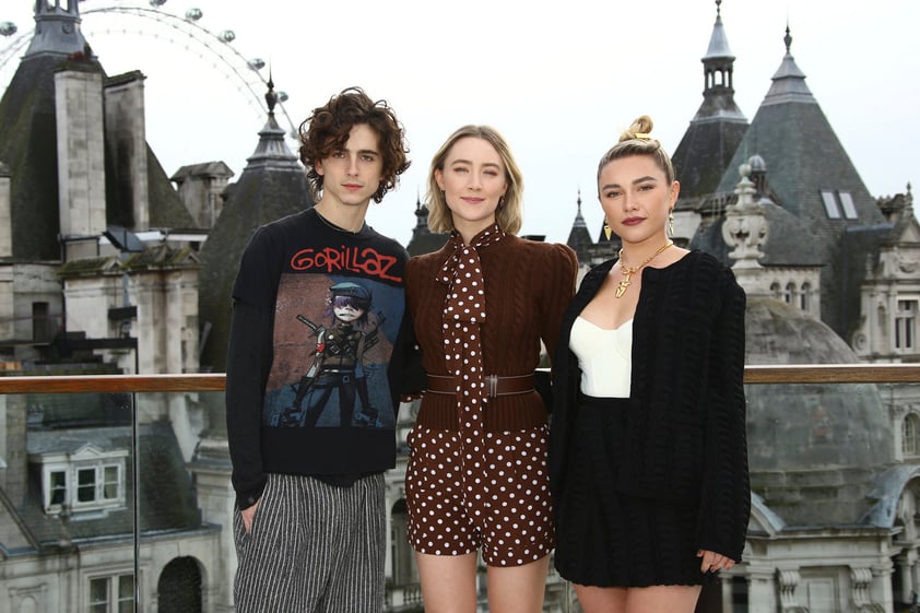 Timothee Chalamet, Saoirse Ronan y Florence Pugh.