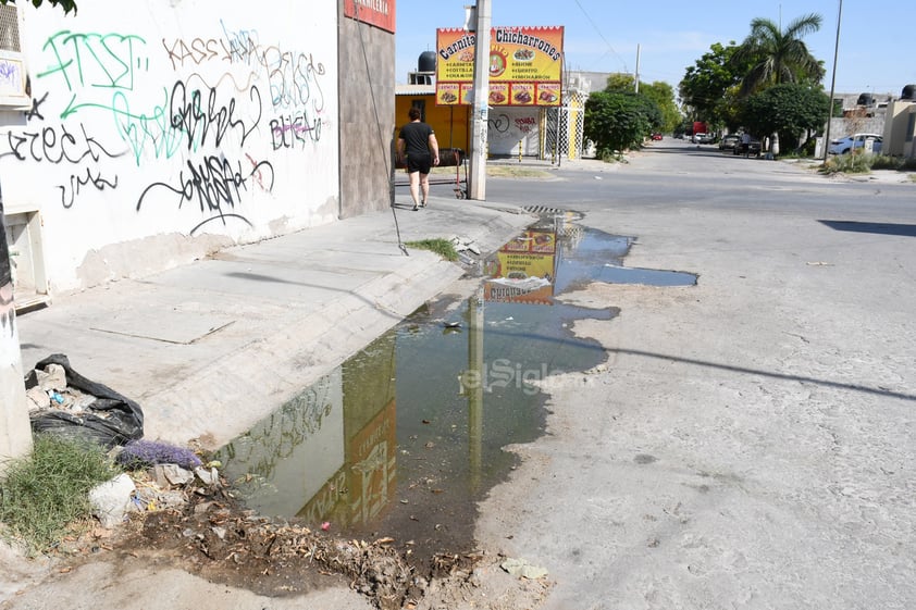 Aguas negras. Otra de las pruebas del abandono son las aguas negras que brotan debido a la falta de mantenimiento por parte de los trabajadores del Sistema Municipal de Aguas y Saneamiento (Simas).