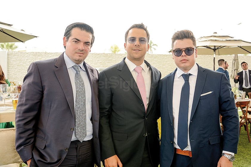 Toño, Gonzalo y Héctor. Celebran unión matrimonial de Said Chaman y Luisa Bracho.