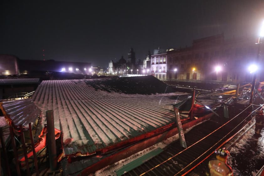 Colapsa por granizo techumbre que resguarda Templo Mayor en CDMX