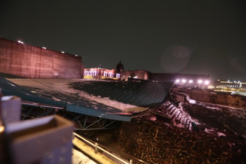 Colapsa por granizo techumbre que resguarda Templo Mayor en CDMX