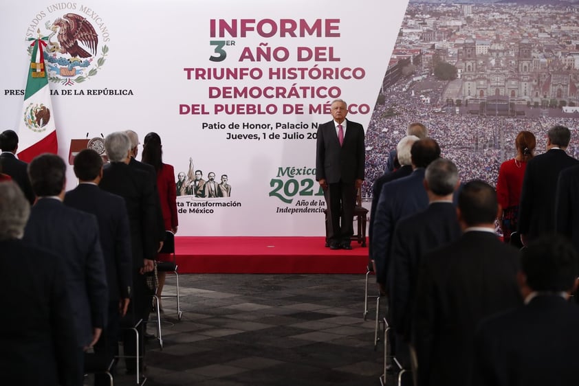 López Obrador presenta informe a tres años de su victoria electoral