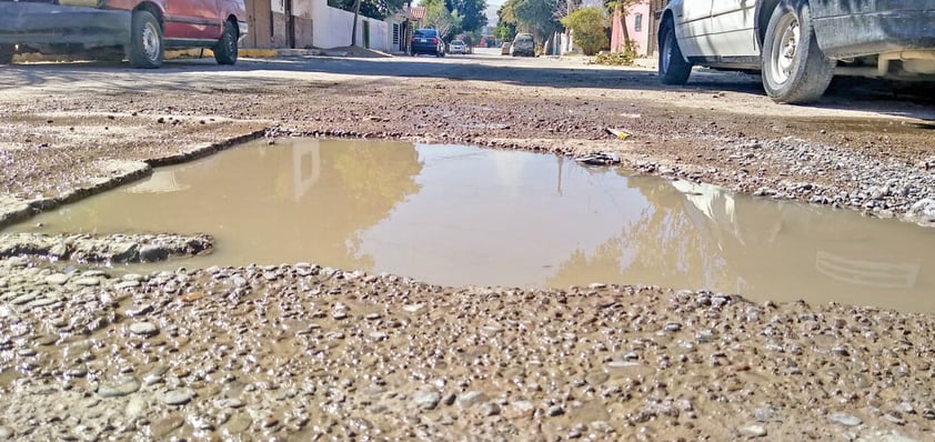 En Nardos y Violetas, en la colonia Armando del Castillo Franco, los baches se llenan de agua.