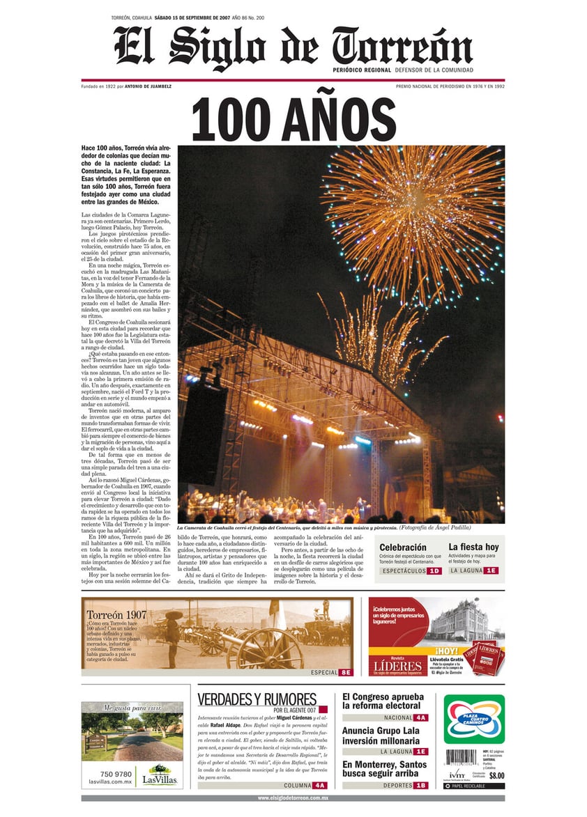 100 AÑOS EN PORTADA