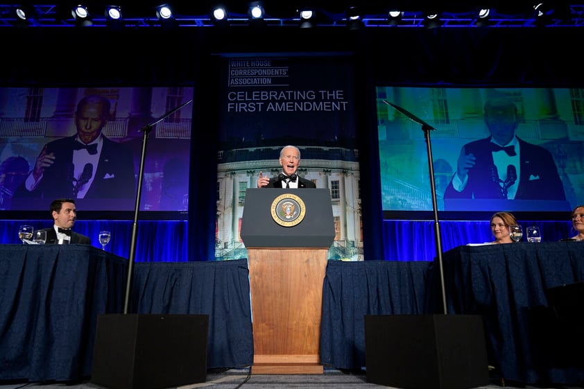 President Joe Biden speaks at the annual White House Correspondents' Association dinner, Saturday, April 30, 2022, in Washington. (AP Photo/Patrick Semansky)