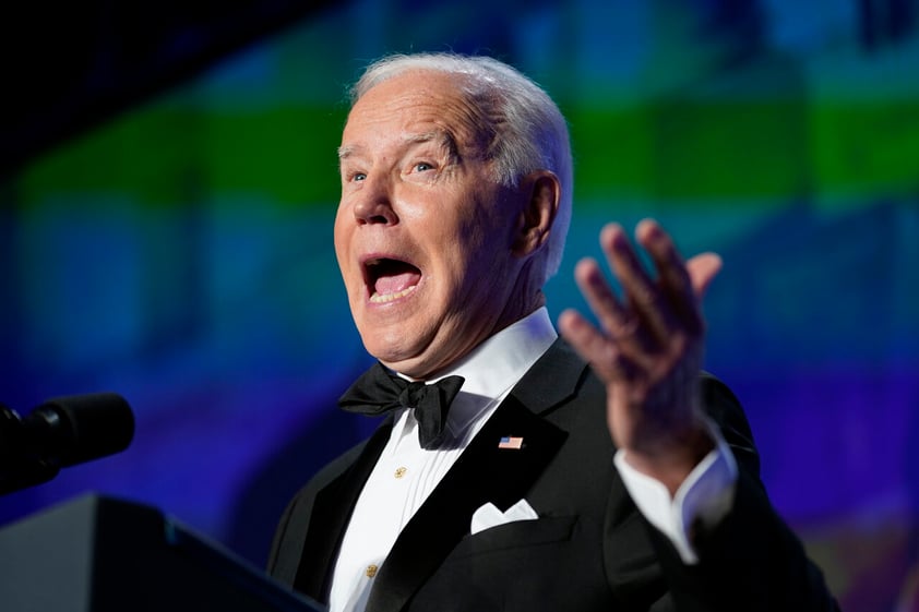 President Joe Biden speaks at the annual White House Correspondents' Association dinner, Saturday, April 30, 2022, in Washington. (AP Photo/Patrick Semansky)